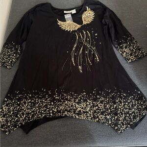 Black and Gold Angel Wing Tunic